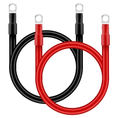 Afbeelding van QIMEI SHOP Batterijkabel voor auto, 25 mm², 50 cm, omvormer accu, 3 AWG, 12 V, accukabel met M10 oogkabelschoenen, vrachtwagen, motorfiets, zonne energie, rood en zwart, 2 stuks