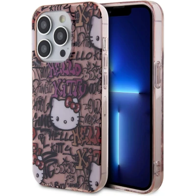 Afbeelding van Hello Kitty IML Tags Graffiti hoesje voor iPhone 14 Pro Max roze