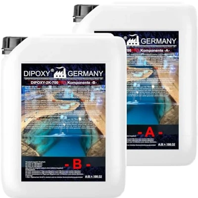 Afbeelding van DIPOXY 2K 700PRO epoxyhars tot 10 cm 2,64 kg EP lamineerhars in professionele kwaliteit, transparant en geurarm, voor hout, tafel, vloer, aquarium, terras, bouw