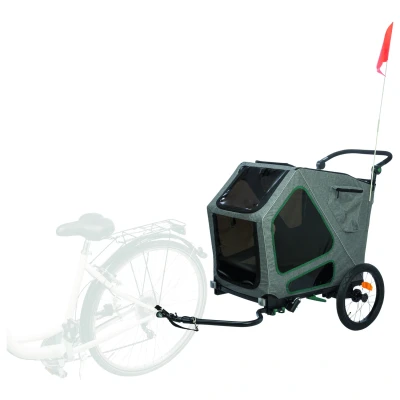 Afbeelding van Trixie Fietskar Hondenfietskar 71x95x85/138 cm Grijs Groen Tot 35 Kg Medium