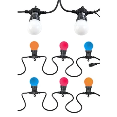 Afbeelding van Lunartec Feestlichtsnoer: feestlichtketting, 20 kleurrijke leds (lampvorm), 8 W, 9 m, IP44 (led lichtketting, led lichtsnoer,