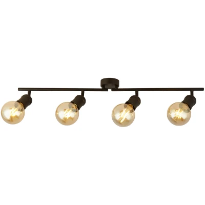 Afbeelding van Dans plafondspot, 4 lamps, zwart, metaal, E27, 79 cm