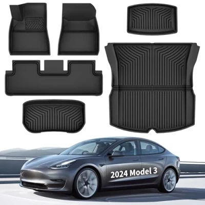 Afbeelding van YITAHOME Tesla model 3 Highland Vloermatten, voor alle seizoenen, antislip, hoge wand, waterdicht, alleen geschikt