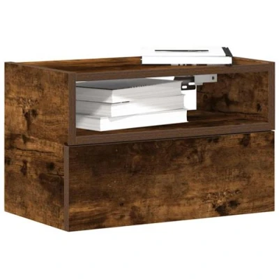 Image de vidaXL Table de chevet murale chêne fumé 45x26x28,5 cm858604