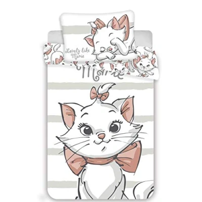 Afbeelding van JFabrics Marie White beddengoedset dekbedovertrek Les Aristocats 100 x 135 cm + kussensloop 40 60