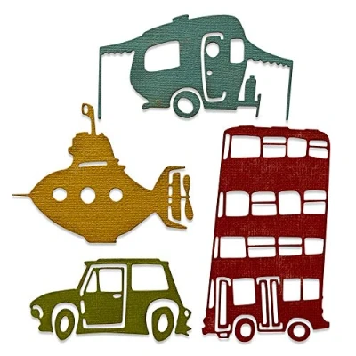 Afbeelding van Sizzix Thinlits Die Set 4PK Wacky Transport #1 665220 Tim Holtz (01 21)
