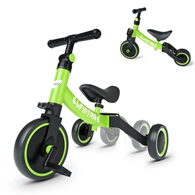 Afbeelding van besrey Driewieler, 5 in 1 driewieler voor kinderen, baby, tot 4 jaar, draisienne fiets, fiets zonder pedaal, groen