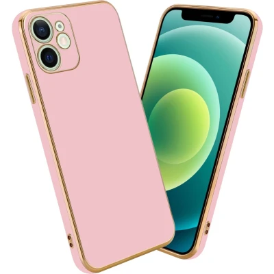 Afbeelding van Cadorabo Hoesje geschikt voor Apple iPhone 12 MINI in Glossy Roze Goud Beschermhoes Case Cover van flexibel TPU silicone en met camerabescherming