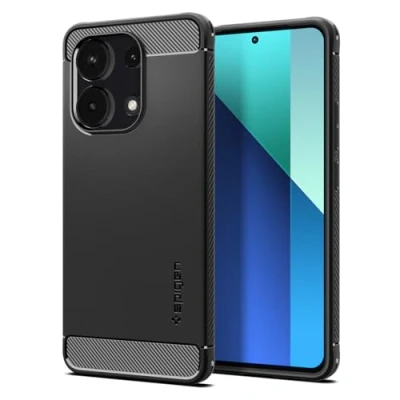 Afbeelding van Spigen Rugged Armor Hoesje Geschikt voor Xiaomi Redmi Note 13 4G Back Cover met Air Cushion Carbon Matte Zwart