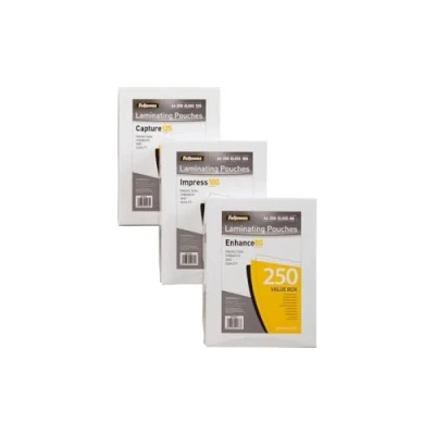 Image de Fellowes Laminating Pouches Enhance 80 micron microns pack de 250 brillant blanc A4 (210 x 297 mm) pochettes plastifiées