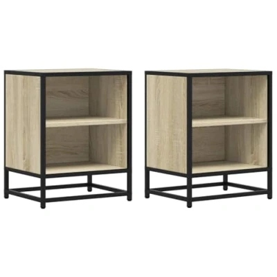 Afbeelding van vidaXL Nachtkastjes 2st 40x31x50cm bewerkt hout en metaal sonoma eiken
