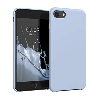 Afbeelding van kwmobile telefoonhoesje geschikt voor Apple iPhone SE (2022) / (2020) 8 7 Hoesje met siliconen coating Smartphone case in mat lichtblauw