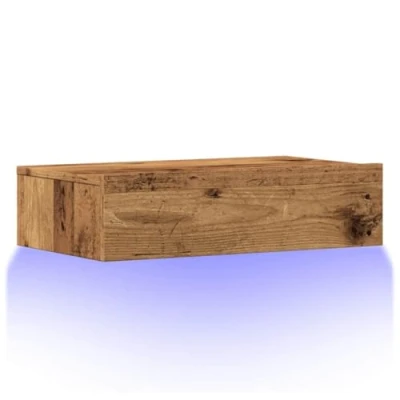 Image de vidaXL Meuble TV avec éclairage LED vieux bois 60x35x15,5 cm856343