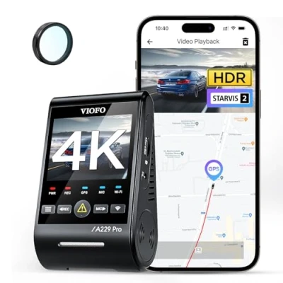 Afbeelding van VIOFO A229 Pro Starvis 2 1CH 4K HDR frontcamera met spraakbesturing en 5 GHz wifi, ultra nauwkeurige GPS CPL filter, super nachtzicht 2.0, spraakuitgang, tot 512 GB max
