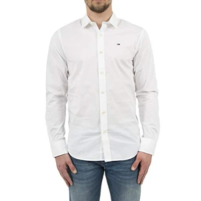 Image de Tommy Jeans TJM Original Chemise à manches longues pour homme, Blanc (Classique), M