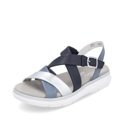 Afbeelding van Remonte D2K53 Damessandalen met riempjes, losse zool, Blauw Combi 14, 44 EU