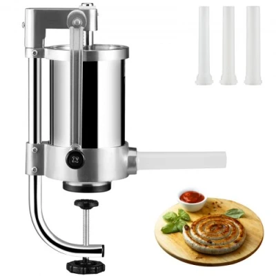 Image de VEVOR Poussoir à Saucisses Manuel 1,5 L Machine Verticale Pince de Table Ensacheuse Saucisse en Inox Alimentaire 3 Tubes Remplissage pour Churros Saucissons Restaurant Supermarché