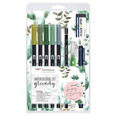 Image de Kit pour aquarelle Tombow France &amp; Benelux Greenery 11 pièces