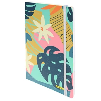 Afbeelding van Online Bullet Journal Tropisch gestippeld, A5, dik premium papier, 120 g/m², FSC 144 pagina&#039;s zacht notitieboek met elastische sluiting gebonden klassiek gestippeld