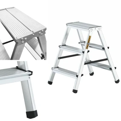 Afbeelding van DRABEST Dubbelzijdige Trapladder 2x3 sporten Aluminium