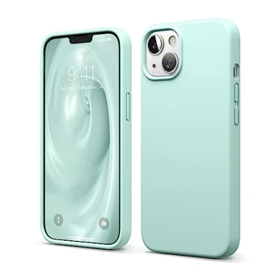 Afbeelding van elago Beschermhoes van vloeibare silicone, compatibel met iPhone 13, 6,1 inch, hoes premium rondom bescherming, schokbestendige 3 structuren, zachte microvezel, voorkomt krassen