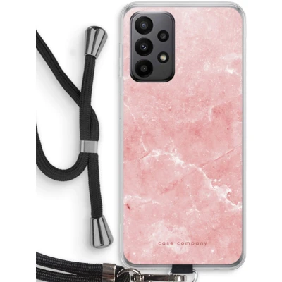 Afbeelding van Case Company® hoesje met Koord geschikt voor Samsung Galaxy A23 Roze marmer Telefoonhoesje Zwart Bescherming aan alle Kanten en Over de Schermrand