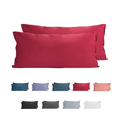 Afbeelding van Komfortec Set van 2 Premium Jersey Kussenslopen 40x80 cm Superzachte Kussenhoes 100% Katoen 150 g/m² Rood
