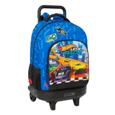 Afbeelding van Schoolrugzak met Wielen Hot Wheels Let&#039;s race Blauw Zwart 33 x 45 22 cm