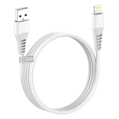 Afbeelding van iPhone oplaadkabel 2 m Lightning USB kabel lang Apple MFI gecertificeerd Nylon voor 14 13 12 11 Pro Max XS XR X 8 7 6 Plus SE, iPad