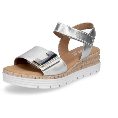 Afbeelding van Gabor Comfort Sandalen met plateauzool, Dames, Maat: 40, Silber uni gold Leer