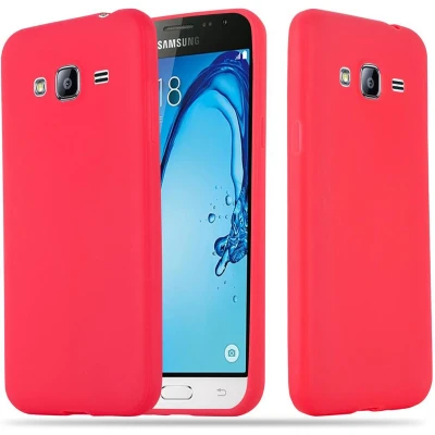 Afbeelding van Cadorabo Hoesje geschikt voor Samsung Galaxy J3 2016 in CANDY ROOD Beschermhoes gemaakt van flexibel TPU silicone Case Cover