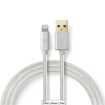 Image de Nedis Câble Lightning USB mâle pour 3 m aluminium Apple iPad/iPhone/iPod (Lightning)