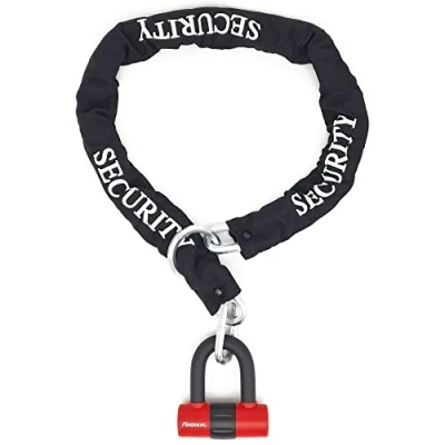 Afbeelding van Radikal RK72120L Motorfietsslot dubbele functie 2 in 1 ketting gesp 120 cm en Mini U 14 mm schijfvergrendeling