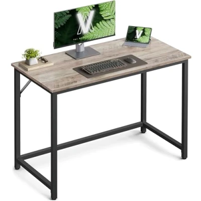 Afbeelding van VASAGLE Bureau, tafel, werkplek, klein, 100 x 50 75 cm, voor kantoor, woonkamer, slaapkamer, eenvoudige montage, metaal, industriële stijl, grijs en zwart LWD041B02