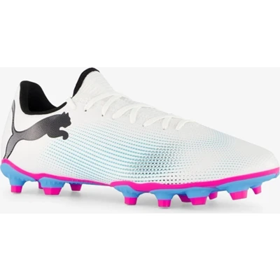 Afbeelding van Puma Future 7 PLAY FG/AG Voetbalschoenen met kunststof noppen, Heren, Maat: 39, White/black/poison pink Kunststof/ textiel