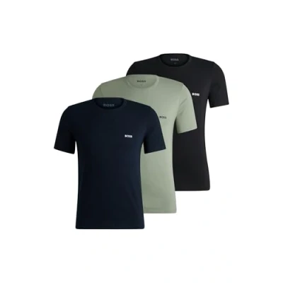 Afbeelding van HUGO BOSS heren T shirt met logo in 3 pack de kleur Donkerblauw, maat: XXL