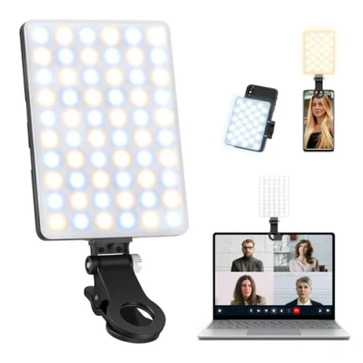 Afbeelding van Oplaadbare videoconferentielamp met 60 leds voor en achter, 3 instelbare verlichtingsmodi smartphone, iPhone, Android, iPad, laptop, make up, TikTok, Selfie,