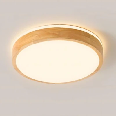 Afbeelding van YYUTLUO Led plafondlamp, hout, rond, van natuurlijk 360 graden, warmwit, 3000 K, 18 W, 1600 lm, woonkamer, keuken, eetkamer, hal, huis, kantoor, kinderkamer, kantoor (diameter 30 cm)