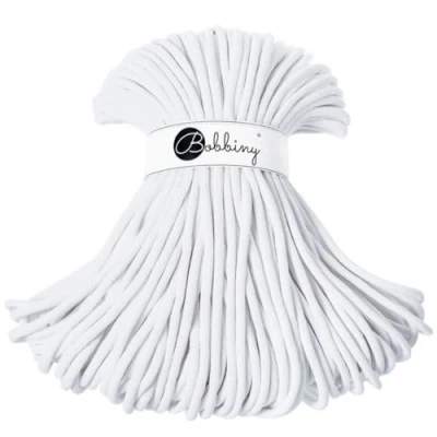 Afbeelding van Bobbiny Macramétouw, gevlochten, jumbo, 9 mm, wit, 100 m