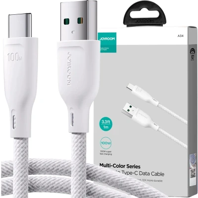 Afbeelding van Joyroom Multi Color Series SA34 AC6 USB A / C Kabel 100W Snelle overdracht 1m Wit