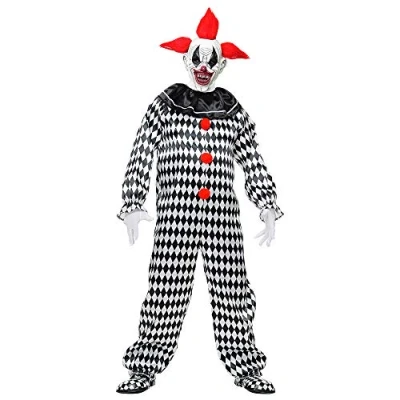 Afbeelding van Widmann Harlequin Kostuum Knettergekke Harlekijn Nar Man Zwart / Wit Small Halloween Verkleedkleding