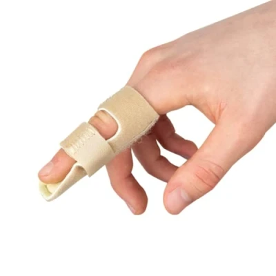 Afbeelding van Actesso Neopreen vingerspalk ondersteuning voor vingerblessures, hamervingers en gewrichtspijn (beige)
