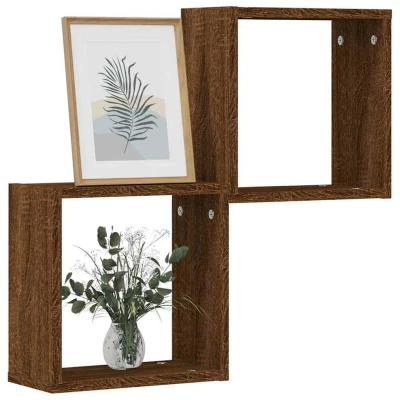 Afbeelding van vidaXL Wandrekken kubus 2 st 30x15x30 cm gerookt bruin eiken
