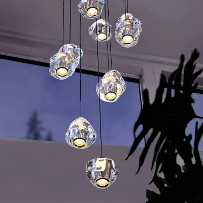 Afbeelding van LOOM DESIGN Hanglamp Ice Ball, chroom/helder 10 lamps