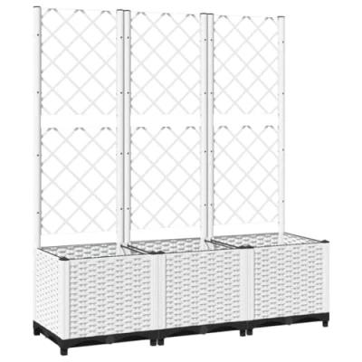 Afbeelding van Plantenbak met latwerk 120x40x136 cm polypropeen wit