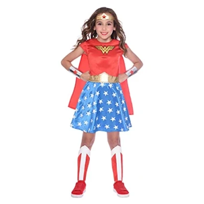 Afbeelding van Wonder Woman Kostuum Meisjes Classic Verkleedkleren Rood/Blauw Maat 140