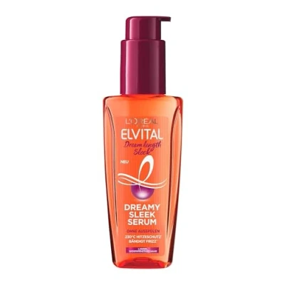 Afbeelding van L&#039;Oréal Paris Elvital Dream Length No Frizz Haarserum zonder siliconen, hittebescherming voor lang haar, uitspoelen, olie met plantaardige eiwitten en cacaoboter, 100 ml