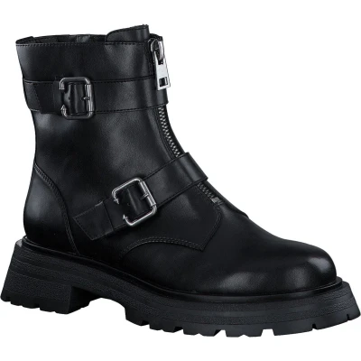 Afbeelding van Tamaris Enkellaarsjes met plateauzool, Dames, Maat: 41, Black matt Kunststof