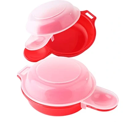 Afbeelding van 2 stuks eierkoker in de magnetron, snelle 1 minuut voor omelet (rood en transparant)