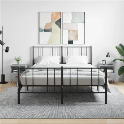Afbeelding van Nachtkastjes 2 st 40x35x47,5 cm bewerkt hout betongrijs
